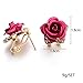 Sterling Silver Stud Earrings, Forthery Women's 925 Sterling Crystal Rose Rhinestone Earrings (Hot Pink)