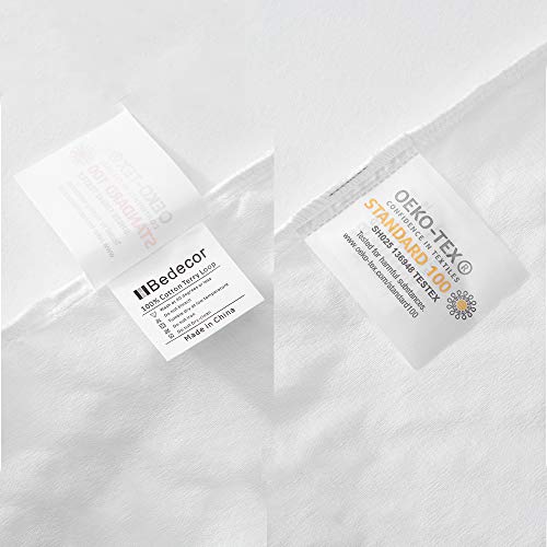 Bedecor Set of 2 Waterproof Cotton Pillowcases, Breathable, Anti-Mite, Pillow Cover with Zip, White (40 x 80 cm)