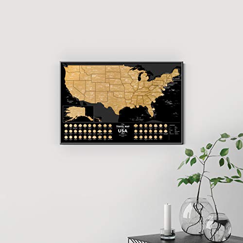 Premium Scratch Off Us Map - 60 X 40 Cm - Places I'Ve Been Usa Travel Map - Great Scratchable Us Map Gift For Any Traveler - Made From Durable Flexible Plastic To Last Longer By 1Dea.Me (4820191130289)