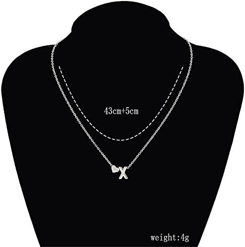 SUZN Fashion English A-Z Letter Necklace with Heart Alphabet Pendant Necklace