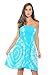 Riviera Sun 21612-TW-XL Strapless Tube Short Dress/Summer Dresses Turquoise/White