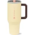 HydroJug Traveler - 40 oz Water Bottle with Handle & Flip Straw - Fits in Cup Holder, Leak Resistant Tumbler-Reusable Insulated Stainless Steel & Rubber Base - Gifts for Women & Men, Belle