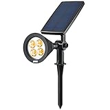 AMIR Upgraded Solar Lights, 360° Adjustable Waterproof Outdoor Landscape Lighting Spotlight Wall Light Auto On/ Off for Yard Garden Driveway Pathway Pool Tree Patio (Warm White)