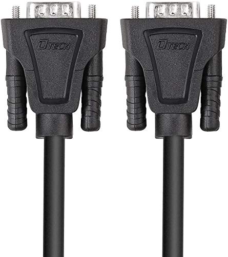 DTECH 5M RS232 Cable 9 Pin Male to Male Serial Cable For Computer Monitor Printer Extension Straight Through Cord（15ft/ black）