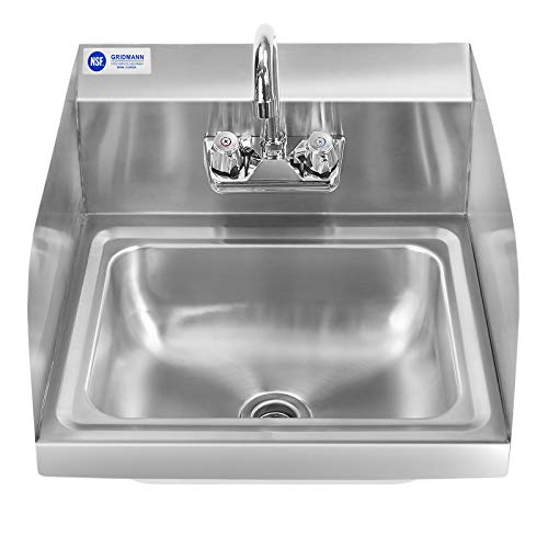 GRIDMANN Commercial NSF Stainless Steel Sink with Faucet & Sidesplashes