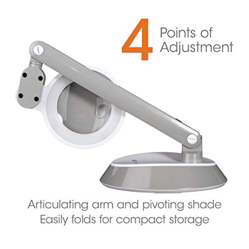 OttLite LED Space Saving Magnifier Desk Lamp Optical Grade