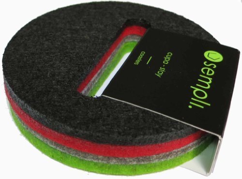 Sempli Cupa-Stay Coasters Set of 4 - Absorbent Felt Coasters for Drinks, Bar & Home, Washable, Premium Wool Blend, Cupa Glass Holder, Multi-Color, Round - 4”