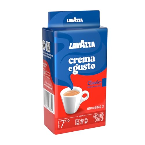 LAVAZZA CREMA E GUSTO GROUND COFFEE, MEDIUM ROAST, ARABICA AND ROBUSTA BLEND, 8.8 OZ BRICK (PACK OF 4)