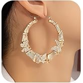 Denifery Gold Butterfly Hoop Earrings for Women Butterfly Large Hoop Earrings for Women