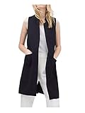 Women Solid Mandarin Collar Sleeveless Slim Waistcoat Long Suit Vest