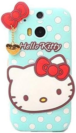 HTC One M8 Case,HTC One M8 Hello Kitty Silicone Case,Bat King 3D Cute Cartoon Hello Kitty Soft Silicon Gel Rubber Case Cover Skin for HTC One M8(Blue Hello Kitty)