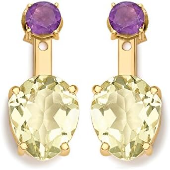 Missoma Gold Vermeil Drop Jacket Earrings with Gold Vermeil Amethyst Studs