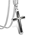 ORAZIO Stainless Steel Cross Necklace Pendant for Men Curb Chain Necklace 3.5mm 22 Inch