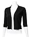 Women's Classic 3/4 Sleeve Open Front Cropped Cardigan Black XL