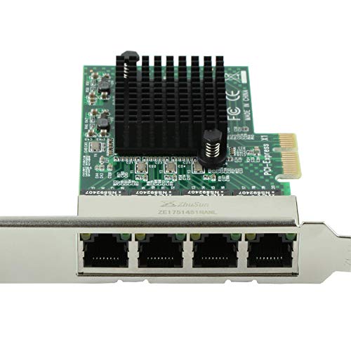 Ziyituod Network Card, RJ45 4 Port Gigabit Ethernet Card, PCI Express Network Interface Card, 10/100/1000Mbps, 4 Port with Realtek RTL8111 Chipset, Support Windows XP/7/8/10,Linux,NAS(No Software)