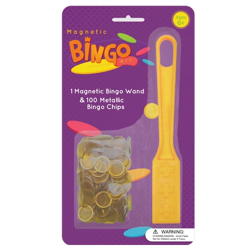 Magnetic Bingo Wand with 100 Metallic Bingo Chips by Royal Bingo Supplies (Yellow)