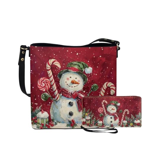 HUGS IDEA Large Capacity Womens Handbag Christmas Snowman Tote Hobo Bucket Purse with Slim Wallet 2 Packs Shoulder Bag for Women Work Fashion Tote Bag for Travel at Amazon