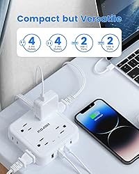 HOPOW Flat Plug Power Strip with 30W USB C Port, 5