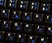 Hebrew Keyboard Sticker with Blue Lettering Transparent Background for Desktop, Laptop and Notebook