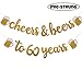 Cheers & Beers to 60 Years Gold Glitter Banner for 60th Birthday Wedding Anniversary Party Decorations Pre Strung & Ready To Hang