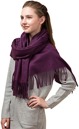 Womens Cashmere Shawl, 100% Pure Cashmere Winter Warm Throw Wrap Stole Scarf Pashmina for Women 75"x 26" (8 Solid colors)