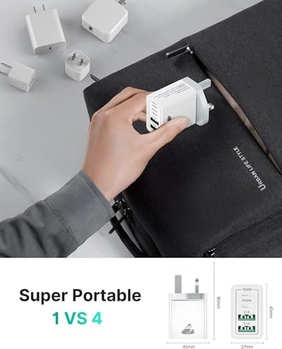 Aioneus USB C Charger PD 40W 4Port iPhone Fast Charger Adapter Multiple Type C Charging Plug USB Wall Charger for iPhone 16 15 14 13, iPad Pro/Air, Galaxy S24 S23 S22, MacBook Pro/Air, Laptop Dell HP
