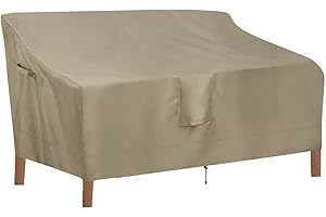 OutdoorLines Outdoor Waterproof Patio Loveseat Couch Cover - UV Resistant Patio Sofa Furniture Covers Weatherproof Heavy Duty Glider Covers for Outdoor Furniture, 58Wx32.5Dx31H Inches, Camel