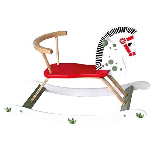 Bino Holz-Schaukelpferd mit Lehne, Spielzeug für Kinder ab 3 Jahre, Kinderspielzeug (Holzspielzeug zur Förderung der Motorik, Schaukelpferd in kindgerechtem Design, Motorikspielzeug), Mehrfarbig – Bild 2