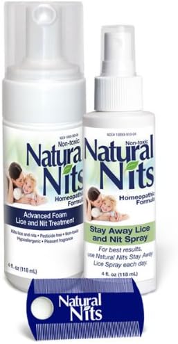 Natural Nits 4oz Lice Shampoo + 4oz Lice Repellent + Free Lice Comb **All Natural Enzymes** - Quickly &amp; Safely Destroys Both Super Lice and Nits on Contact. Pesticide Free, Non-Toxic