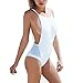 Zero City Women Swimsuit One-Piece Sexy Backless Monokini Bathing Suit Straps White L