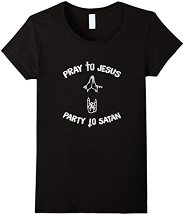 Womens Pray to Jesus party to satan XL Black