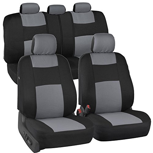 BDK PolyPro Car Seat Covers Full Set in Gray on Black Front and Rear