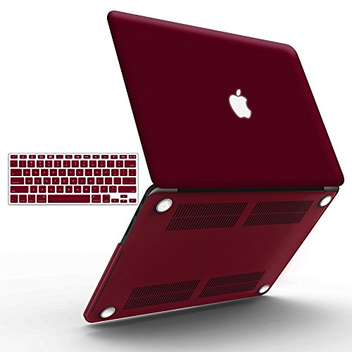 iBenzer Basic Soft-Touch Series Plastic Hard Case & Keyboard Cover for Apple MacBook Pro 13-inch 13" with Retina Display A1425/1502 (Previous Generation) (Marsala Red)
