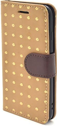 PLATA for iPhone 6 / iPhone 6s / iPhone 7 / iPhone 8 Case Gold Dots Matt Leather Wallet case Pouch [ smoky brown ]