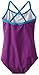 Kanu Surf Girls' Layla Beach Sport Banded 1 Piece Swimsuit, Solid Grape, 6X