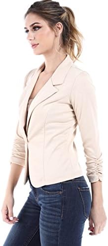 Womens One Button Office Knit Blazer Jacket, Made in USA (2XL, Taupe) Taupe