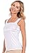 Patricia Women's Ultra Soft Stretch Camisole Wide Strap with Lace Trim Tank Top (White, Large)