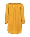 StyleDome Womens Chiffon Off Shoulder Casual 3/4 Long Sleeve Solid Mini Dress (US 16, Yellow)