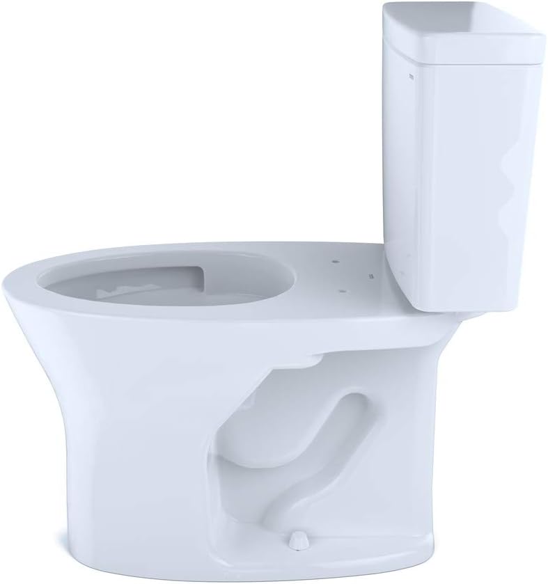 TOTO CST746CEMG#01 Drake Two-Piece Elongated Dual Flush 1.28 and 0.8 GPF DYNAMAX TORNADO FLUSH Toilet with CEFIONTECT, Cotton White - - 