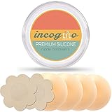 Incogtito Pasties for Women | 2 Pair Reusable Adhesive Nipple Covers + Bonus Stickers | Womens / Girls Nippleless Silicone Pasties Set | Great for Unpadded Bra or T Shirt (2 Pasties + Petal Stickers)