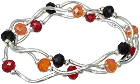 My Fun Colors - Bundle of 3 Fashion Bling Stackable Colored Bracelet (Color - Orange AB Black True Red)
