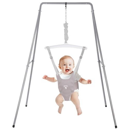 Baby Jumper with Stand, Baby Jumpers and Bouncers, Baby Exerciser Suitable for 6-24 Months, Easy to Assemble & Store Jumper for Baby