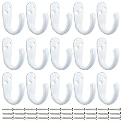 15PCS Coat Hooks Wall Mounted Single Prong Robe