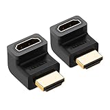 UGREEN 2 Pack HDMI Adapter Right Angle 270 Degree Gold Plated HDMI Male to Female Connector Supports 3D 4K 1080P HDMI Extender for TV Stick, Roku Stick, Chromecast, Xbox, PS4, PS3, Nintendo Switch