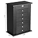 SONGMICS Black Jewelry Box Large Cabinet Faux Leather Storage Case Organizer with Lock and Mirror UJBC06B