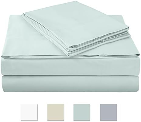 500 Thread Count 100% cotton Sheet Set, Aqua Queen Sheet Set, 4-piece Long Staple Combed Pure Cotton best sheets for bed, Breathable, Soft &amp; Silky Sateen Weave Fits Mattress upto 18" deep pocket