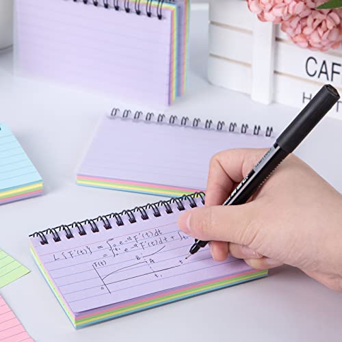 Koogel 500PCS Ruled Index Cards with Covers, 10 Pads Neon Index Cards with Spiral Colorful Flash Cards for Office School Learning Memory