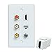 ESYLink HDMI RCA Coax Ethernet Wall Plate - 3 RCA + 2 HDMI + 1 Coax + 1 Ethernet Port