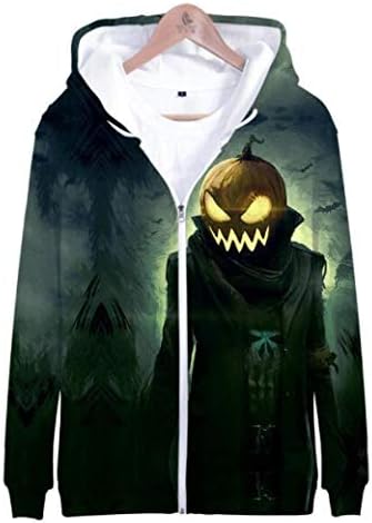 Hoodies,Halloween 3D Digital Printing Hooded Zipper Sweatshirt Sweater Unisex Hoodie