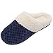 ULTRAIDEAS Women's Lamb-hug Comfy Fleece House Slippers Memory Foam, Slip-on House Shoes Indoor Outdoor (Blue, Size 7-8)